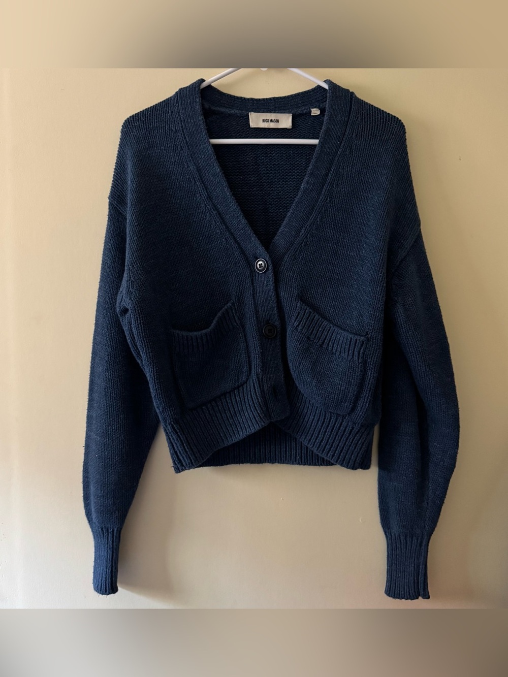 Buck Mason Soft Spun Cotton Boxy Cardigan in Navy Blue 💙